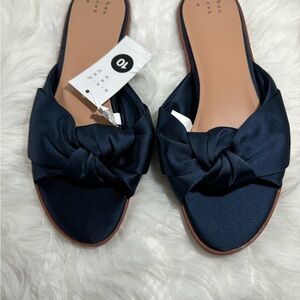 A New Day Navy Satin Knot Sandals